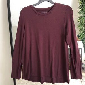 American Eagle Maroon Long Sleeve Shirt